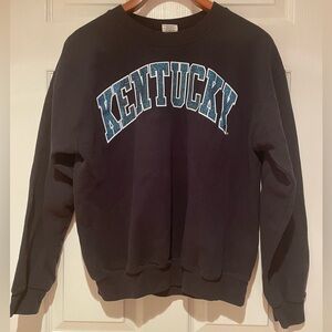 Gildan Black Crewneck Sweater with Blue Kentucky Print